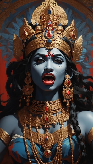 black goddess Kali with a skull