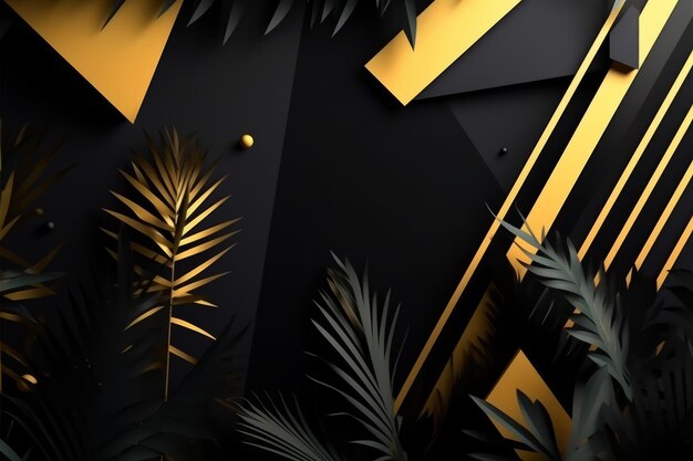 Black and Gold 3D Summer Abstract Background