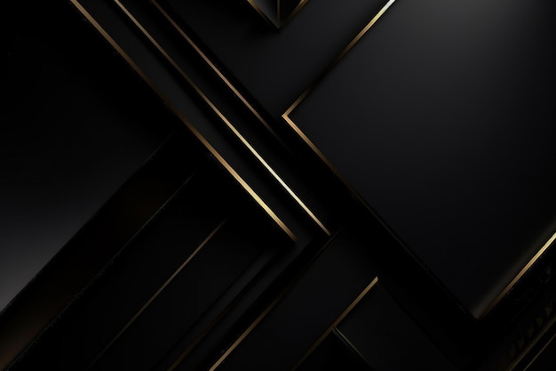 A black and gold abstract background with lines generative AI