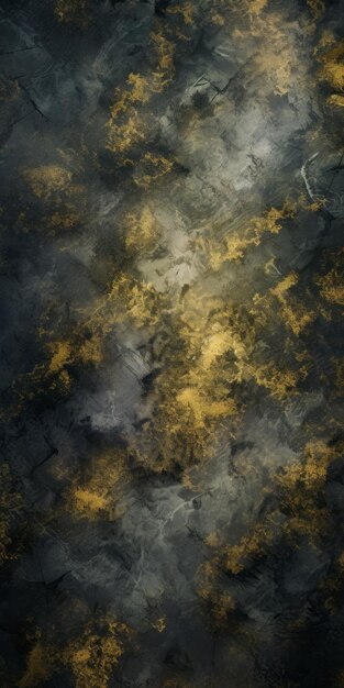 Black And Gold Abstract Painting On Slag Grungy Texture And Atmospheric Clouds