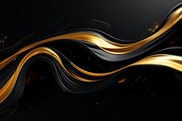 黒と金の抽象的な波の滑らかな質感