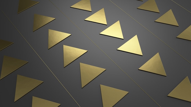 Photo black gold background from triangles 3d render