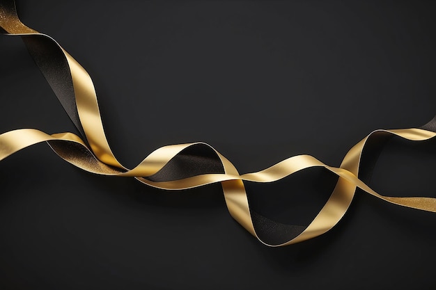 Black Gold Background Golden Streamer Commendation Assembly Material