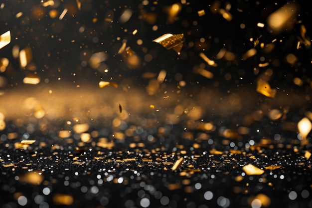 Black and Gold Background With Assorted Small Objects