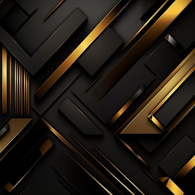 Photo a black and gold background with a black and gold pattern.