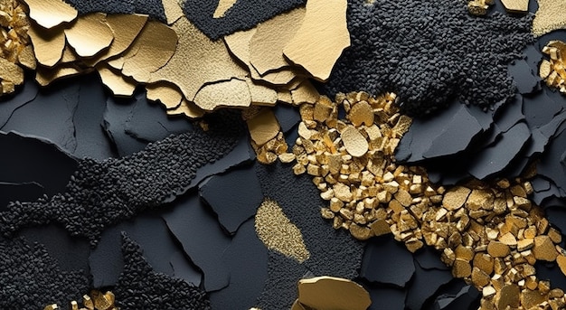 A black and gold background with gold and black pieces.