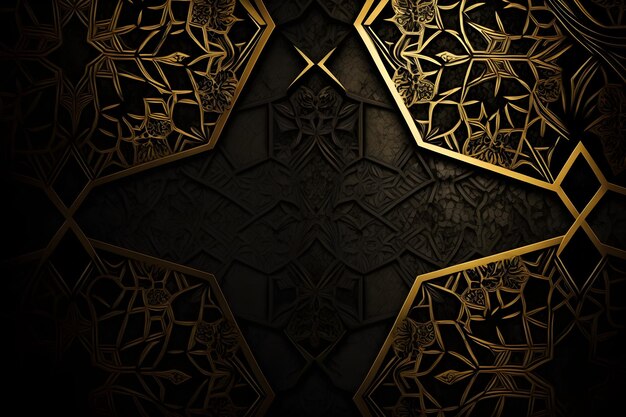 A black and gold background with a gold pattern and the text " al - q ".