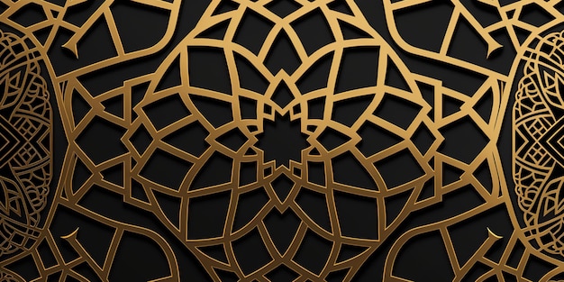 A black and gold background with a gold pattern.