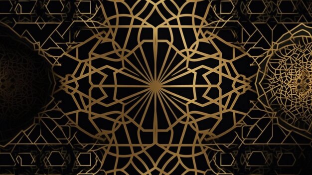 A black and gold background with a gold pattern.