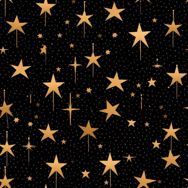 Photo a black and gold background with gold stars and a cross.