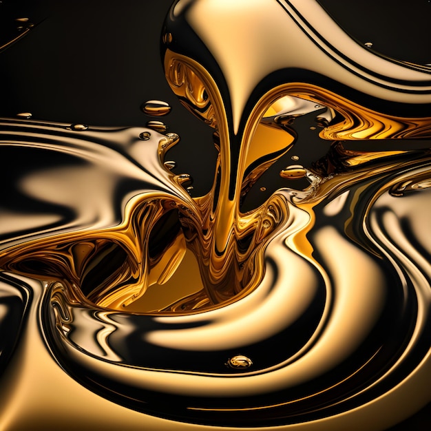 A black and gold background with a liquid flowing into it.