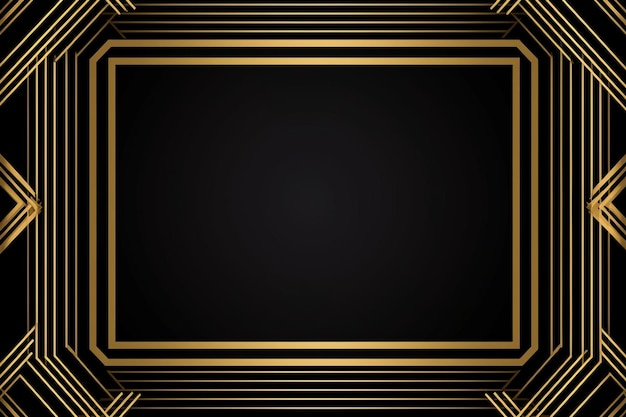 Photo a black and gold background with a square frame