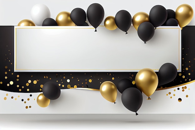 Фото Мокап черного золотого воздушного шара черная пятница баннер воздушные шары текстура фона абстрактный генеративный ai иллюстрация