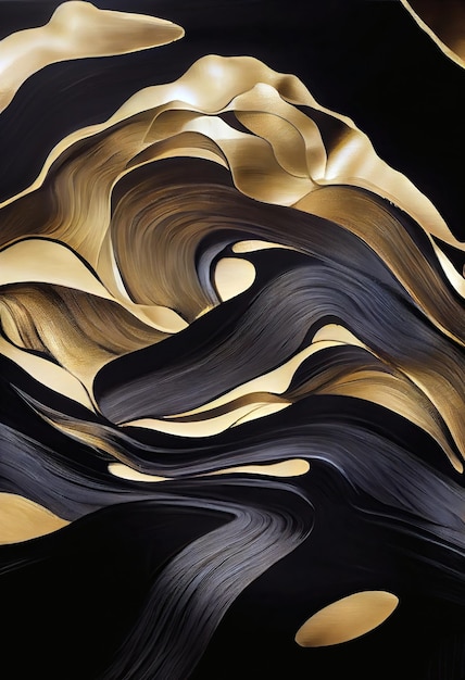 Black and gold brush abstract generated by artificial intelligence