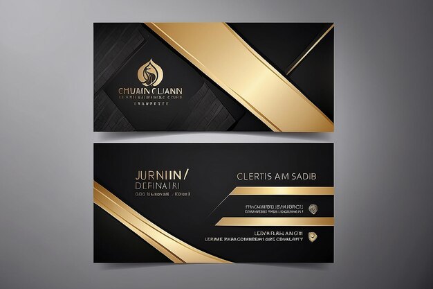 Photo black and gold creative business card template elegant luxury clean dark business card