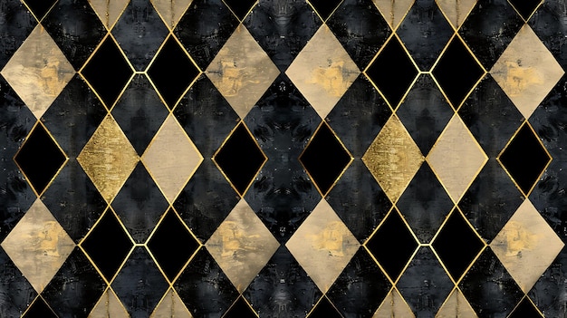 a black and gold diamond patterned wallpaper with a gold diamond pattern