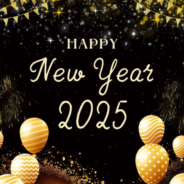 블랙 앤 골드 엘레건트 행복한 새해 2025
