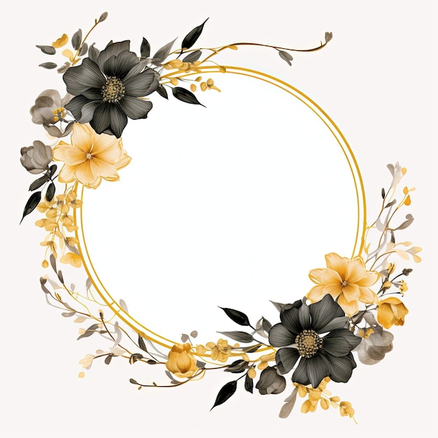 Black and gold flower frame with a blank interior