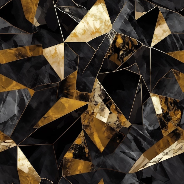 a black and gold geometric design with a white background.