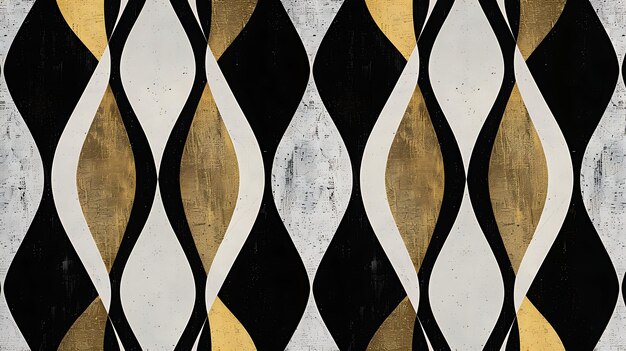 a black and gold geometric pattern is on a black and white background