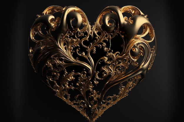 black and gold heart shape.