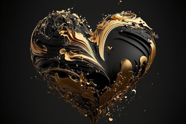 Black and gold heart shape.