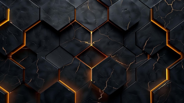 Black and Gold Hexagonal Wallpaper Pattern