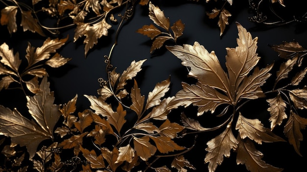 Photo black and gold leafs