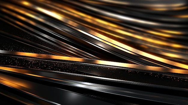 Black and gold lines abstract background generated by AI