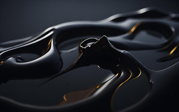 A black and gold liquid on dark background