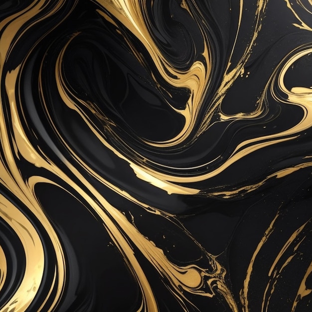 Black and gold liquid marble tiles abstract background with golden lines and splashes paint