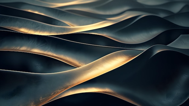 Photo black gold luxury abstract wave shapes