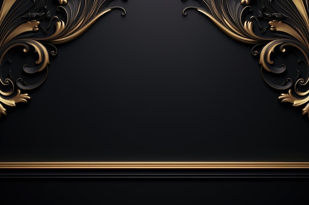 Photo black and gold luxury background with copy space