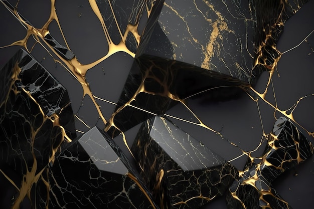 Black and gold marble abstract background texture Generate AI