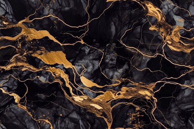 черный и золотой мрамор бесперебойной текстуры фона