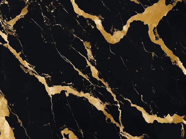 Black and gold marble surface black marble natural stone with golden cracks in between