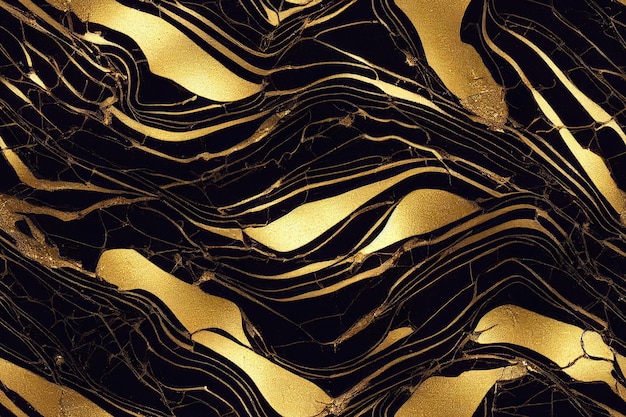 黒と金の大理石のテクスチャのシームレス パターン