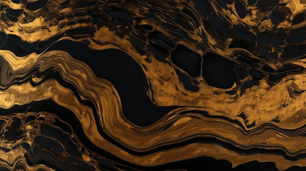 A black and gold marble with a black background