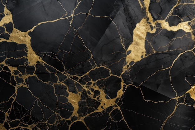 A black and gold marble with gold veins