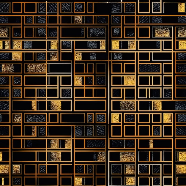 A black and gold pattern of squares with the words the word in the middle