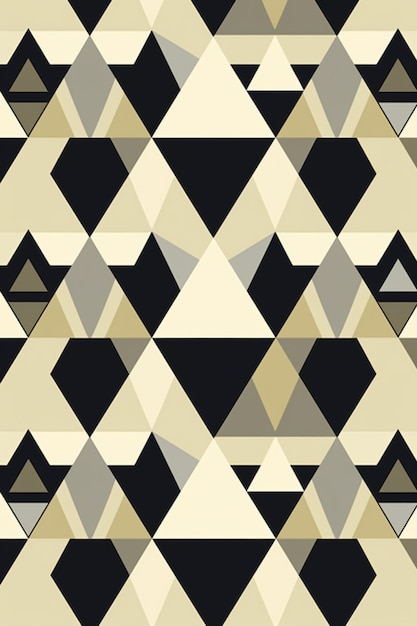 三角形と白黒の黒と金のパターン。