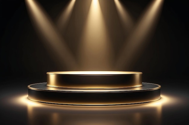 Black and gold podium with light effect