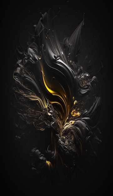 A black and gold poster with a black background and a gold design.