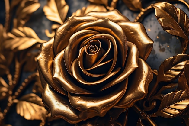 Black and gold rose flower background