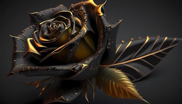 a black and gold rose illustration