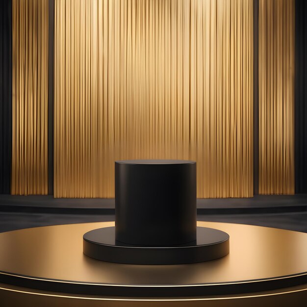 Photo black and gold round podium ai generated