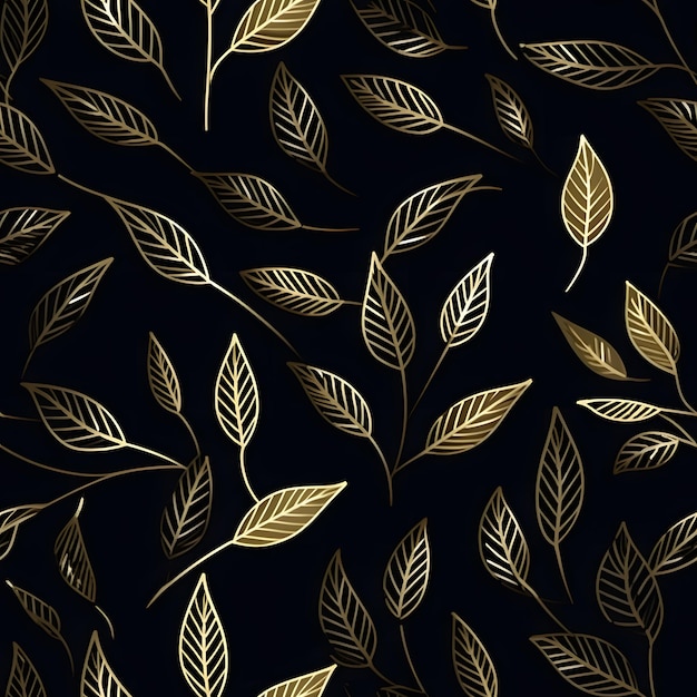 사진 블랙 골드 간단한 나뭇잎 원활한 패턴