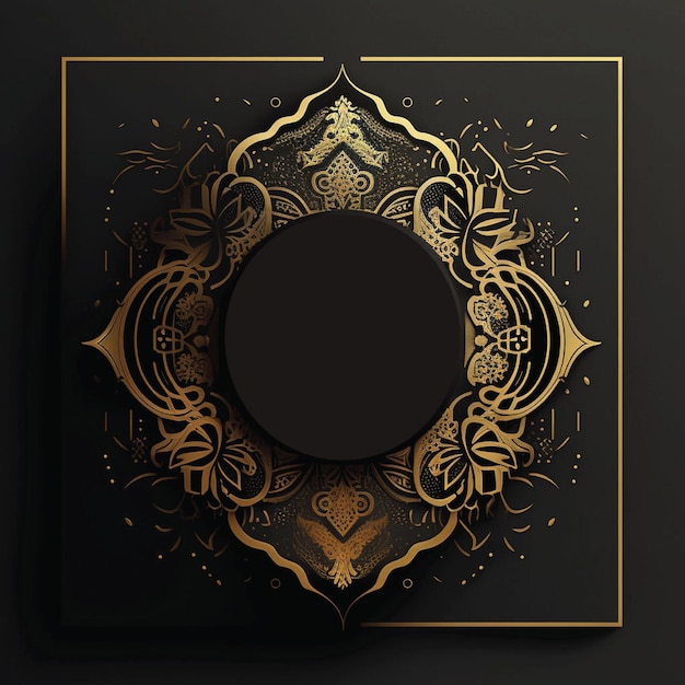 A black and gold square with a circle in the middle.