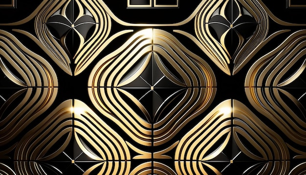 Photo a black and gold tile with a black background a