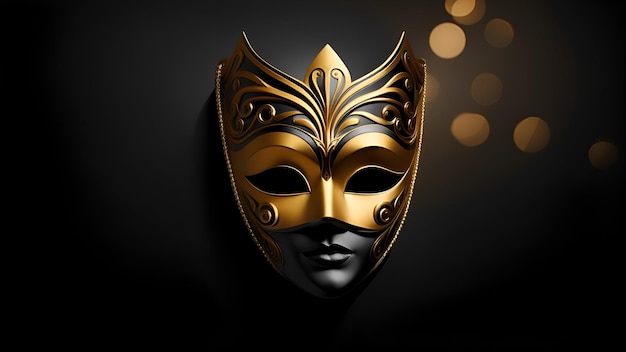 Photo black and gold venetian mask background